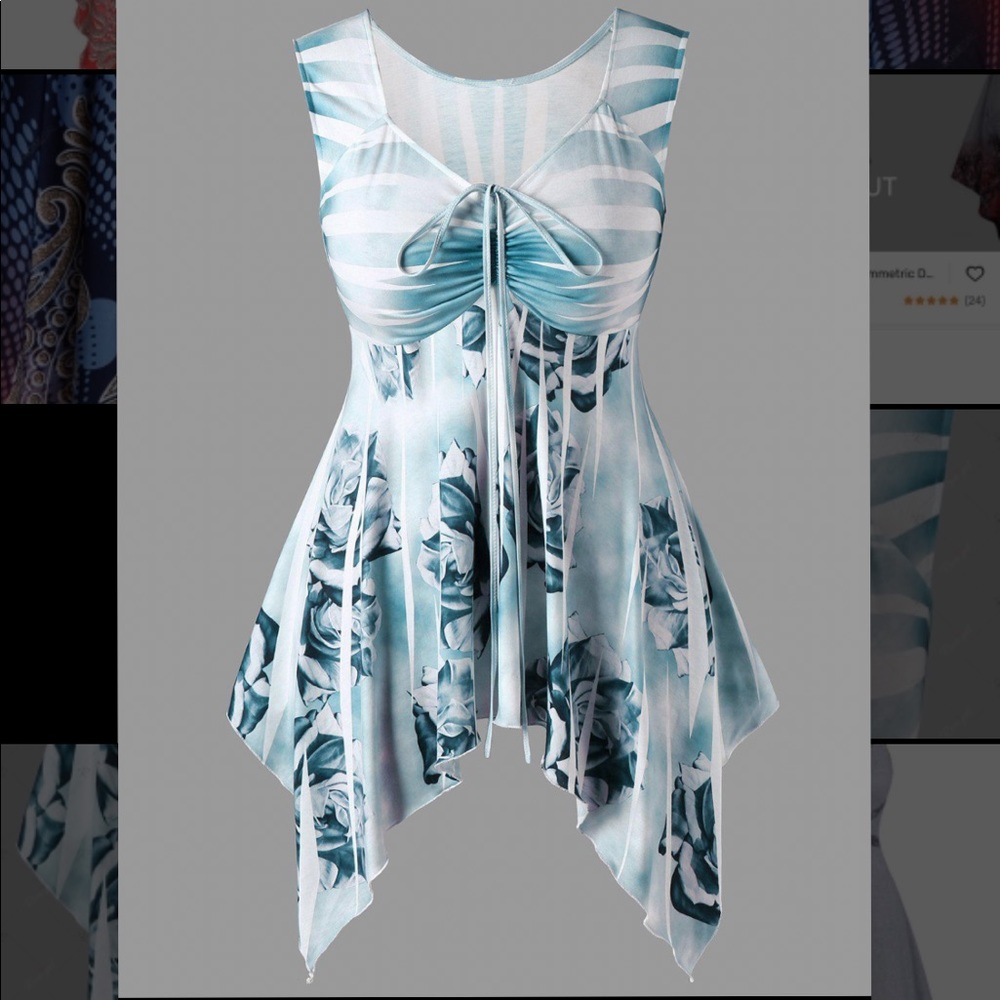 Floral Blue Sleeveless Top